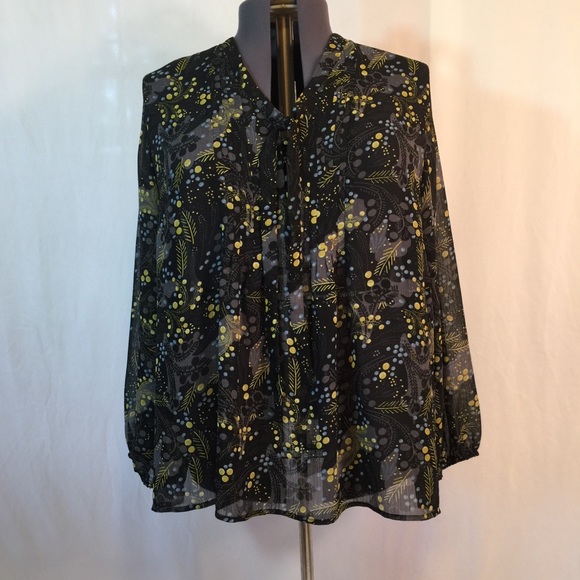 LANE BRYANT | sheer front tie top - Picture 1 of 8